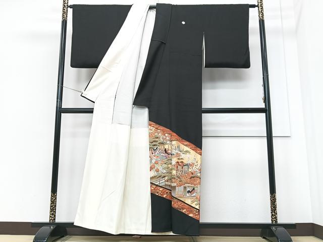 平和屋着物■豪華黒留袖 風景文 金彩 正絹 逸品 CABF4934xe