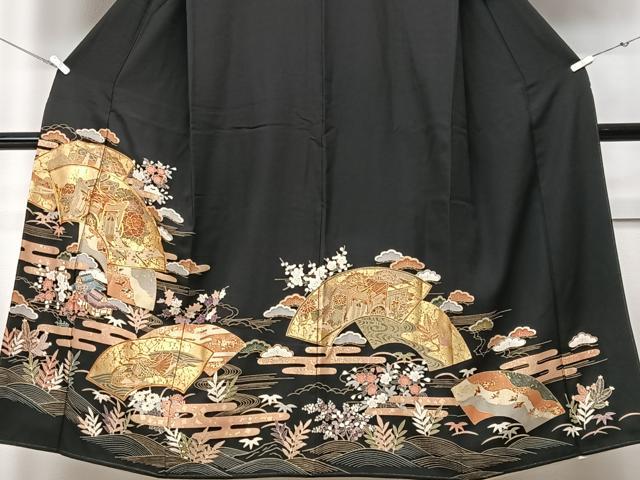 平和屋着物■豪華黒留袖 作家物 飛鶴浜松風景文 金彩 正絹 逸品 CABF4938xe
