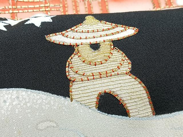 平和屋着物■豪華黒留袖 駒刺繍 風景文 正絹 逸品 CABF4941xe