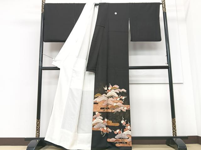 平和屋着物■豪華黒留袖 作家物 エ霞梅松文 金彩 正絹 逸品 CABF4945xe