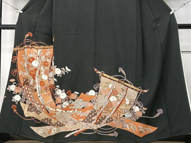 平和屋着物■豪華黒留袖 几帳花文 金彩 正絹 逸品 CABF4950xe