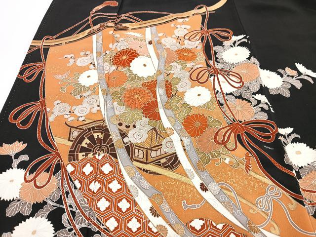 平和屋着物■豪華黒留袖 几帳花文 金彩 正絹 逸品 CABF4950xe