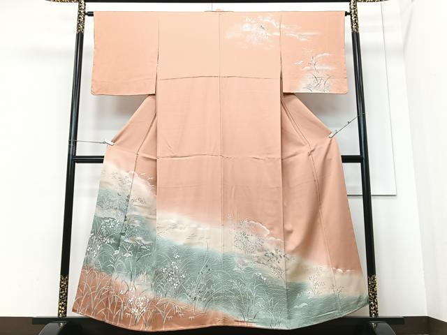 平和屋着物■訪問着 立波草花文 暈し染め 正絹 逸品 CABF4954xe