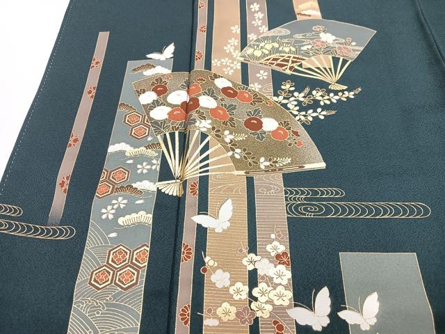 平和屋着物■訪問着 扇面舞蝶文 金彩 正絹 逸品 CABF4963xe