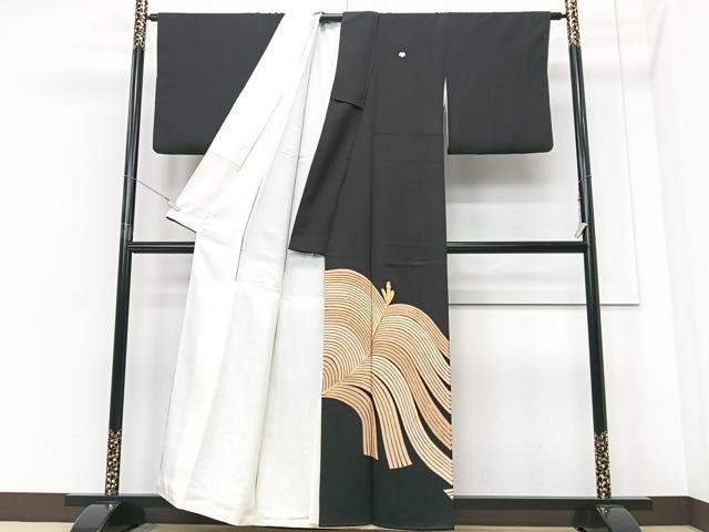 平和屋着物■豪華黒留袖 駒刺繍 松葉 正絹 逸品 CABF4974xe