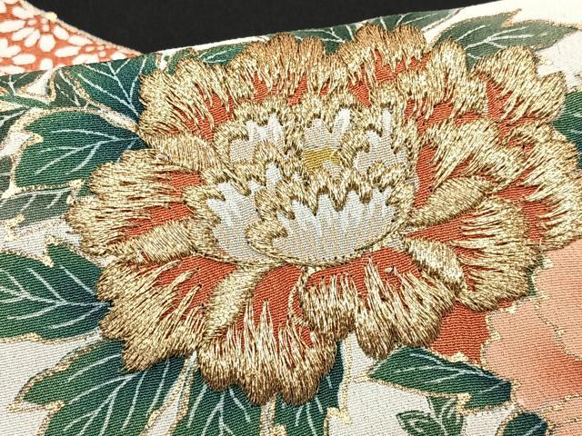 平和屋着物■豪華黒留袖 駒刺繍 草花文 金彩 正絹 逸品 CABF4979xe