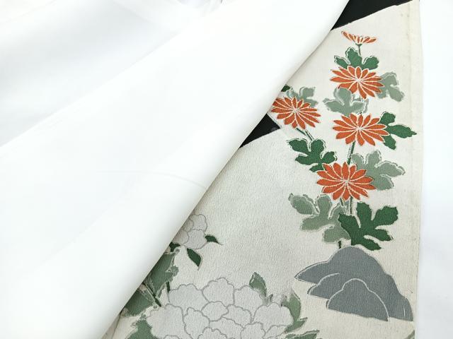 平和屋着物■豪華黒留袖 駒刺繍 草花文 金彩 正絹 逸品 CABF4979xe