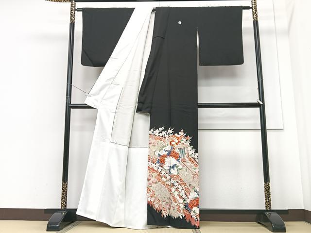 平和屋着物■豪華黒留袖 花車文 金彩 正絹 逸品 CABF4992xe