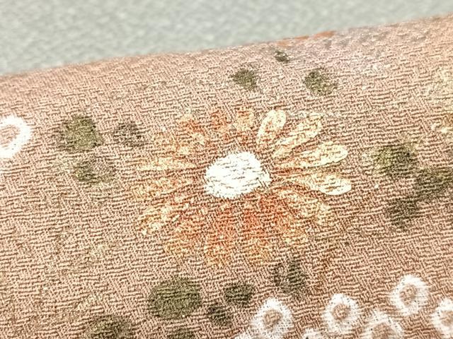 平和屋着物■訪問着 絞り 刺繍 草花文 金彩 正絹 逸品 CABF4997xe