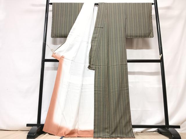 平和屋着物■上質な小紋 縞 正絹 逸品 CABF5021xe