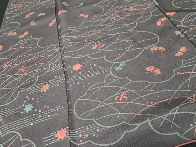 平和屋着物■上質な小紋 芝草舞蝶文 正絹 逸品 CABF5024xe