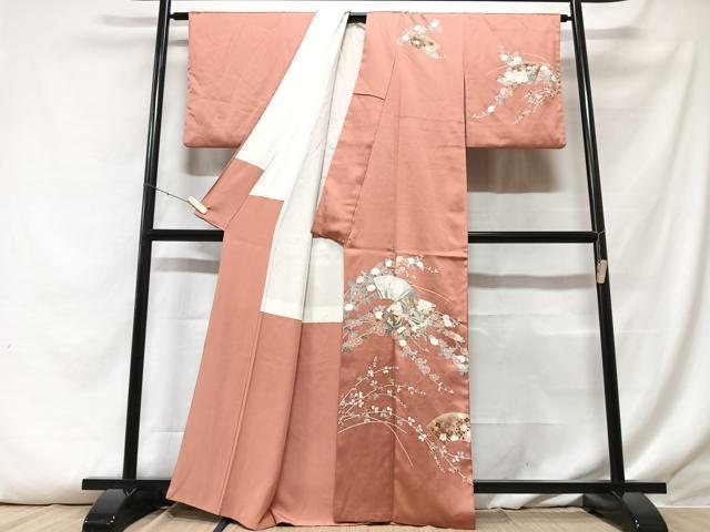 平和屋着物■訪問着 地紙枝垂れ花鳥文 金彩 正絹 逸品 CABF5030xe