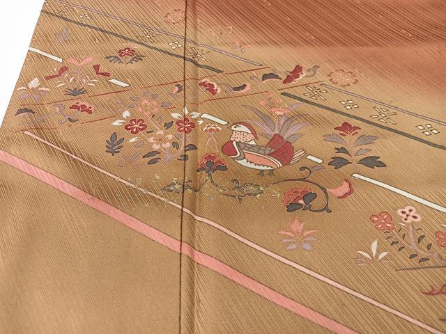 平和屋着物■訪問着 更紗花鳥文 暈し染め 金銀彩 正絹 逸品 CABF5038xe