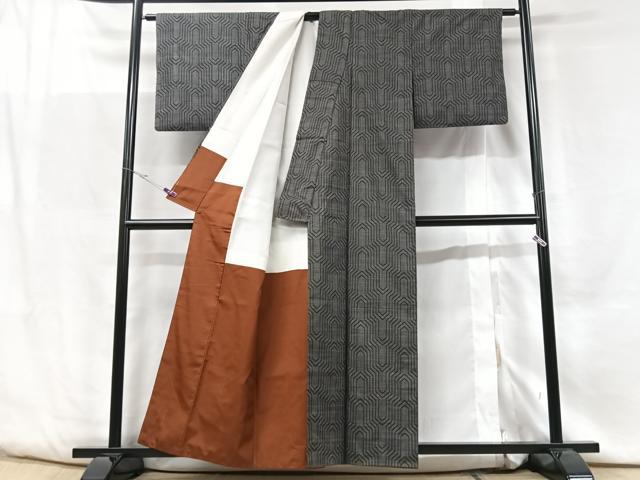 平和屋着物■本場大島紬 7マルキ 幾何学文様 正絹 逸品 CABF5080xe