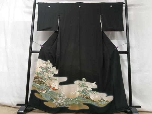 平和屋着物□豪華黒留袖 鴛鴦浜松文 正絹 逸品 CABF5092xe
