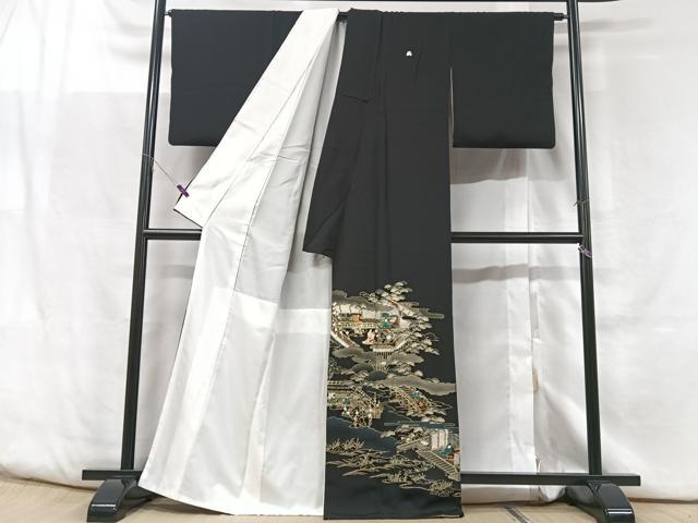 平和屋着物■豪華黒留袖 人物風景文 暈し染め 金彩 正絹 逸品 CABF5093xe