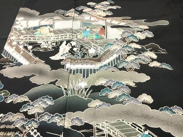 平和屋着物■豪華黒留袖 人物風景文 暈し染め 金彩 正絹 逸品 CABF5093xe