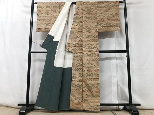 平和屋着物■上質な紬 草花文 正絹 逸品 CABF5117xe