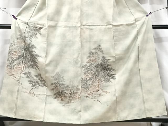 平和屋着物■訪問着 紬地 手描き 風景文 正絹 逸品 CABF5118xe