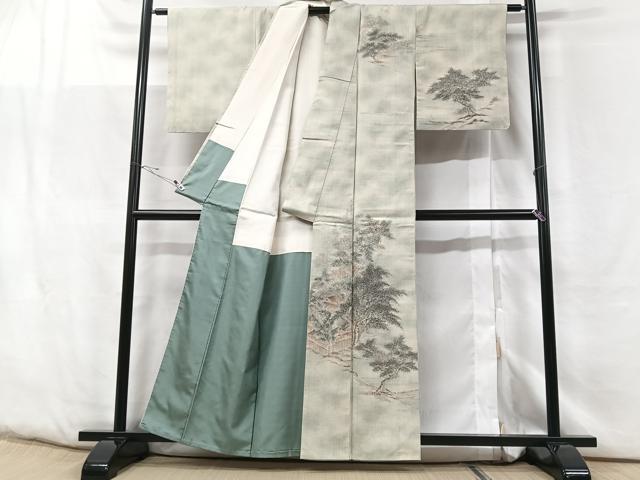 平和屋着物■訪問着 紬地 手描き 風景文 正絹 逸品 CABF5118xe