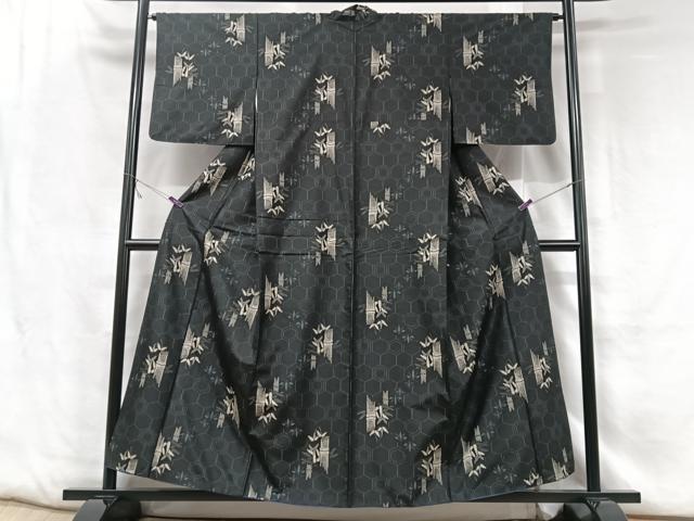 平和屋着物■本場村山大島紬 笹竹文 正絹 逸品 CABF5143xe