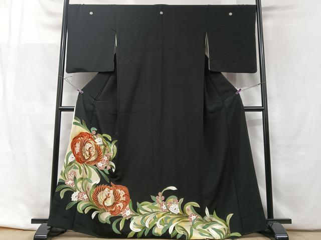 平和屋着物□豪華黒留袖 刺繍 鳳凰草花文 金彩 正絹 逸品 CABF5156xe