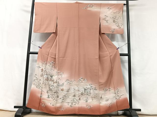 平和屋着物■訪問着 御所車人物花松文 暈し染め 正絹 逸品 CABF5174xe