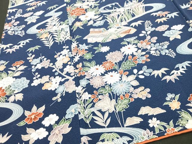 平和屋着物■上質な小紋 流水草花文 正絹 逸品 未使用 CABF5175xe