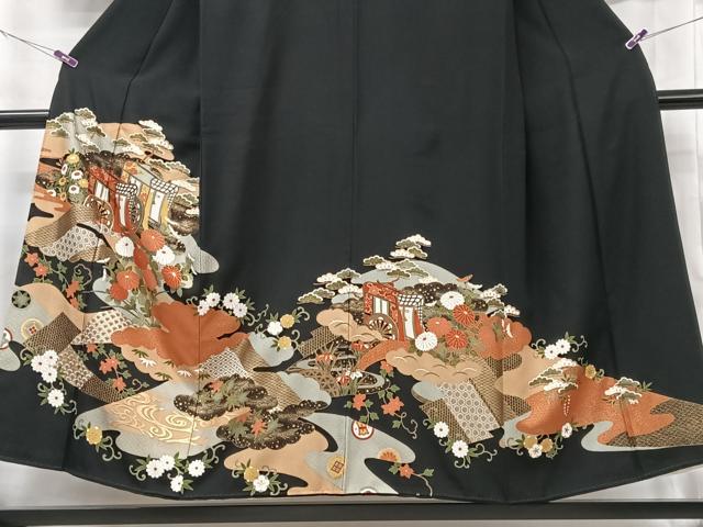 平和屋着物■豪華黒留袖 御所車吉祥花文 金彩 正絹 逸品 CABF5187xe