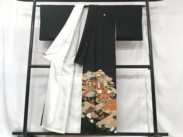 平和屋着物■豪華黒留袖 御所車吉祥花文 金彩 正絹 逸品 CABF5187xe