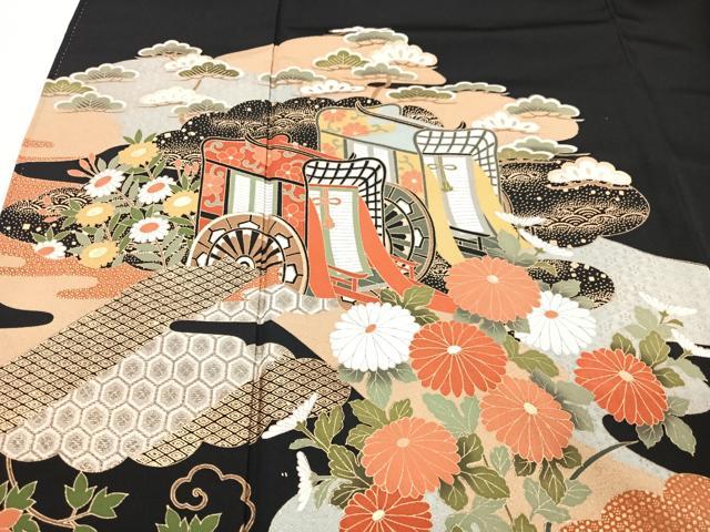 平和屋着物■豪華黒留袖 御所車吉祥花文 金彩 正絹 逸品 CABF5187xe