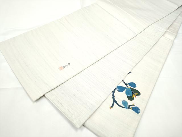 平和屋着物●太鼓柄袋帯 作家物 紅花染 型染め 枝花文 正絹 逸品 CABF5231hy