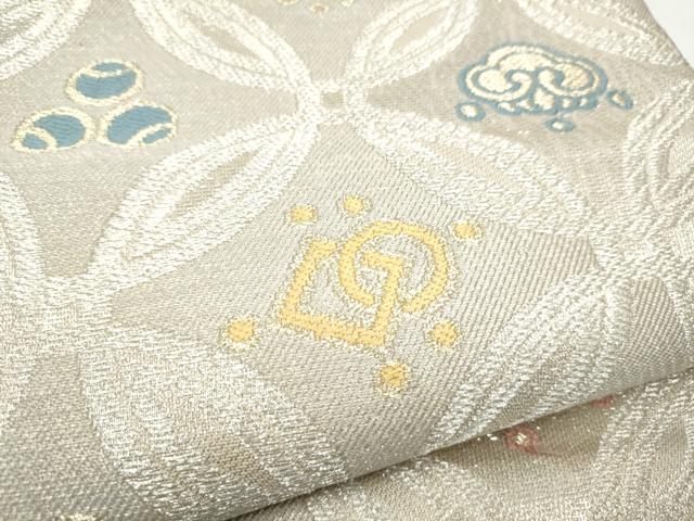 平和屋着物●六通柄袋帯 七宝宝尽くし文 銀糸 正絹 逸品 CABF5250hy