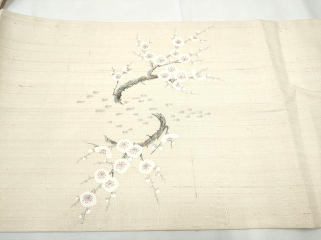 平和屋着物●染色作家 長谷川忠義 九寸名古屋帯 手描き 生紬 枝梅文 金彩 正絹 逸品 CABF5269hy