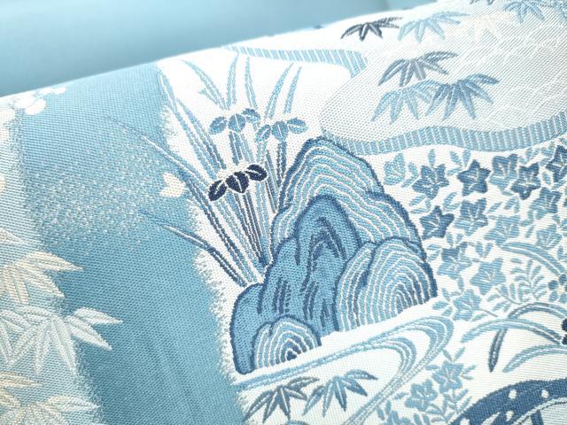 平和屋着物●六通柄袋帯 風景草花文 正絹 逸品 CABF5306hy