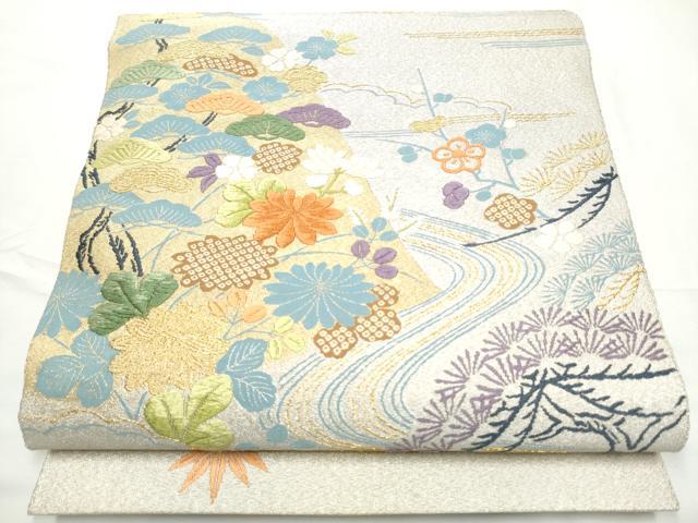 平和屋着物●太鼓柄袋帯 唐織 綴れ 龍松竹梅花文 金糸 正絹 逸品 CABF5309hy