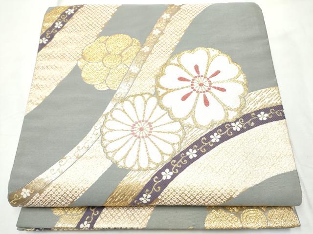 平和屋着物●六通柄袋帯 舞花文 金糸 正絹 逸品 CABF5337hy