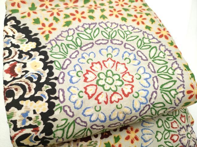 平和屋着物●アンテイーク 大正ロマン 半幅帯 絵皿花鳥文 正絹 逸品 CABF5349hy