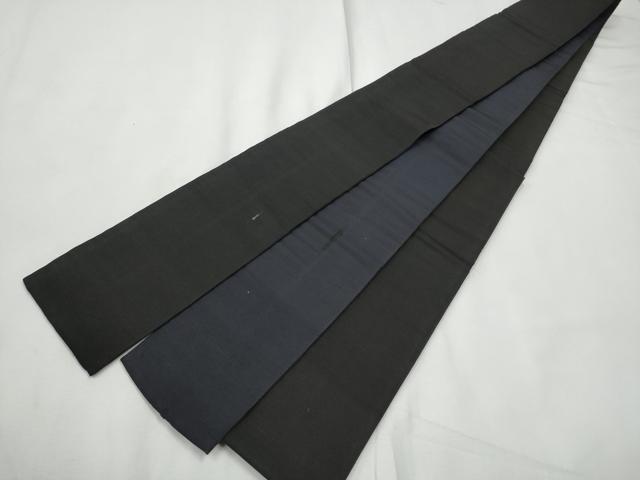 平和屋着物●男性 本場筑前博多織 両面 角帯 色無地 黒色×黒紅色 正絹 逸品 CABF5383hy