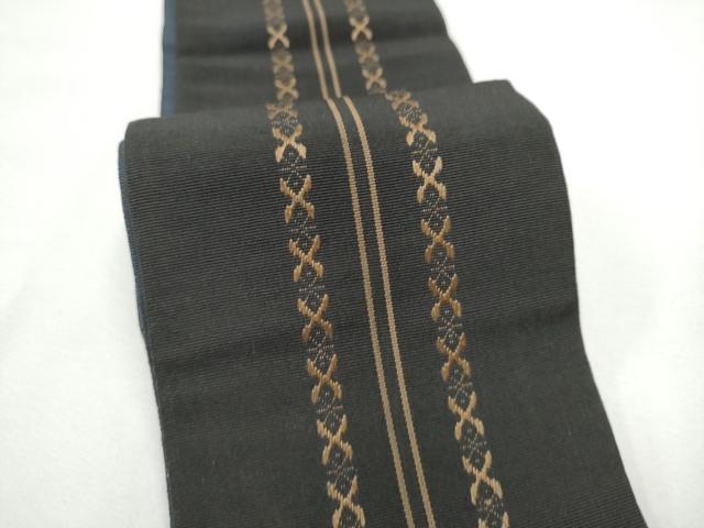 平和屋着物●男性 本場筑前博多織 角幾何学文様帯 正絹 逸品 CABF5410hy
