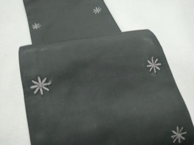 平和屋着物●男性 COMME CA MEN 角帯 総刺繍 駒刺繍 雪華文 黒地 CABF5414hy