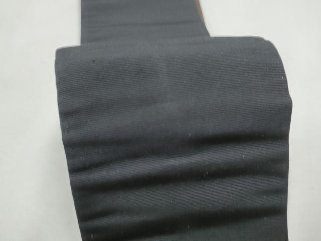 平和屋着物●男性 本場筑前博多織 両面 角帯 色無地 鉄黒色×紫黒色 正絹 逸品 CABF5526hy