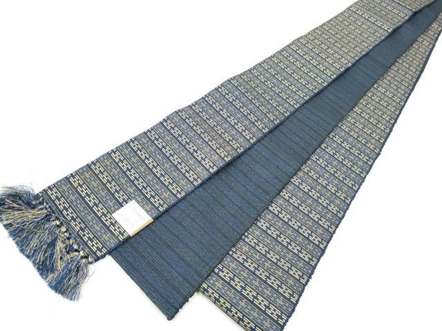 平和屋着物●男性 両面 角帯 横段文 正絹 逸品 CABF5527hy