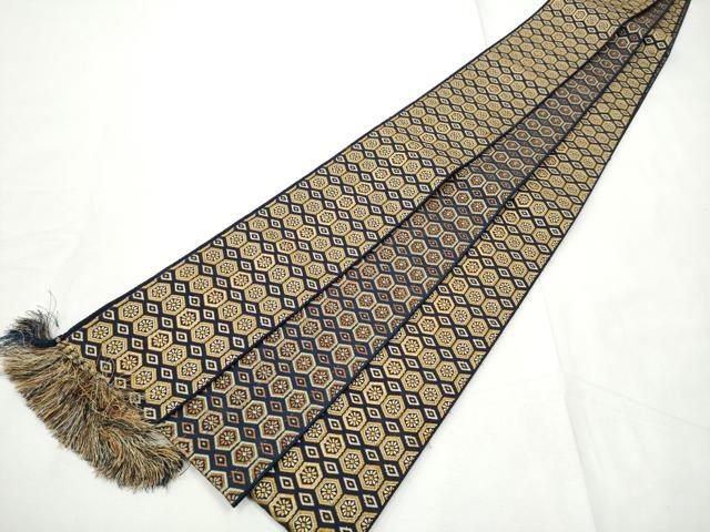 平和屋着物●男性 本場筑前博多織 角帯 亀甲花文 正絹 逸品 CABF5550hy