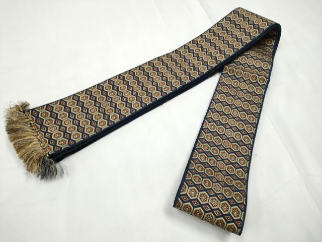 平和屋着物●男性 本場筑前博多織 角帯 亀甲花文 正絹 逸品 CABF5550hy