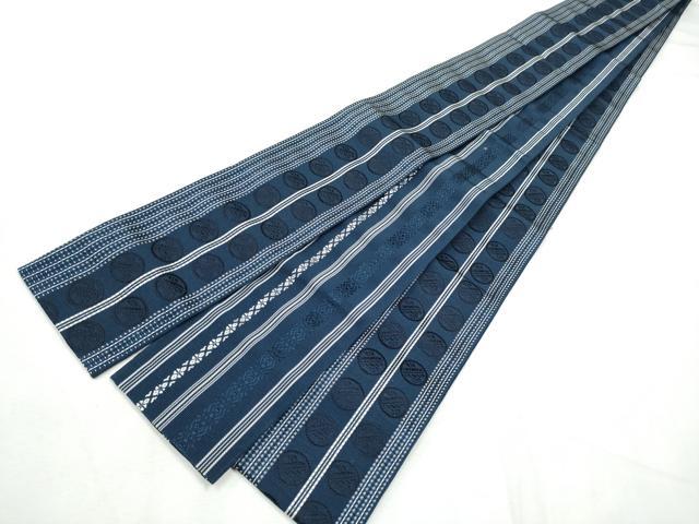 平和屋着物●男性 本場筑前博多織 両面 角帯 間道 正絹 逸品 CABF5595hy