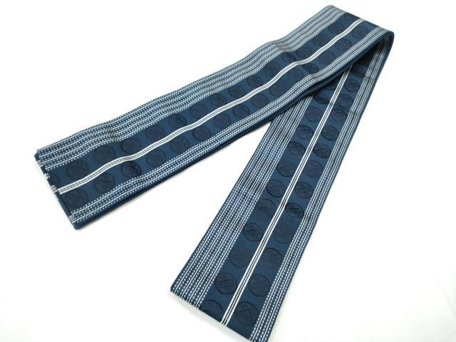 平和屋着物●男性 本場筑前博多織 両面 角帯 間道 正絹 逸品 CABF5595hy