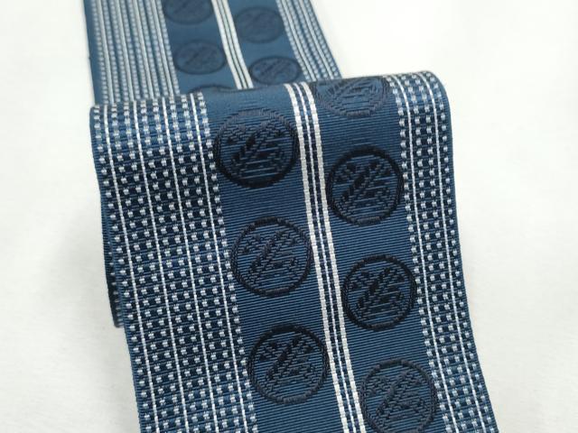 平和屋着物●男性 本場筑前博多織 両面 角帯 間道 正絹 逸品 CABF5595hy