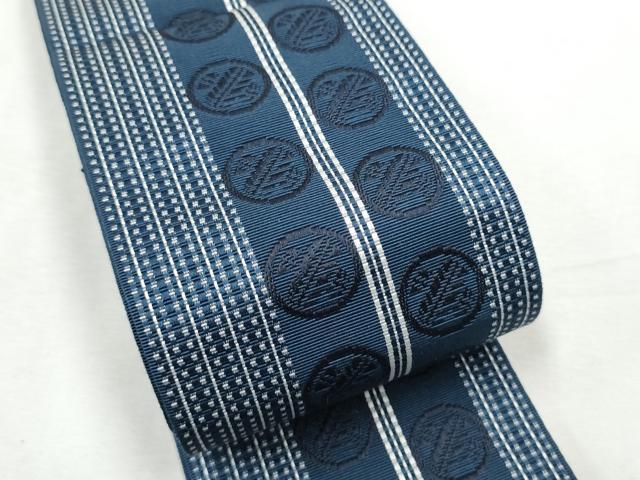 平和屋着物●男性 本場筑前博多織 両面 角帯 間道 正絹 逸品 CABF5595hy