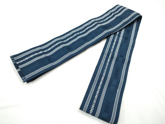 平和屋着物●男性 本場筑前博多織 両面 角帯 間道 正絹 逸品 CABF5595hy